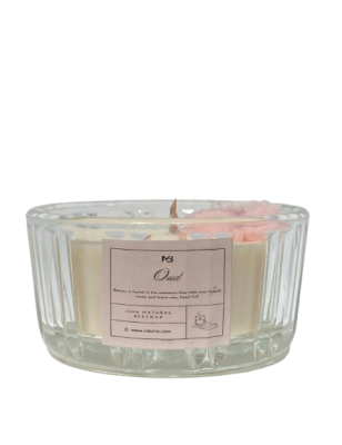 Bougie Parfumée au Oud - Pot en Verre Strié 355g