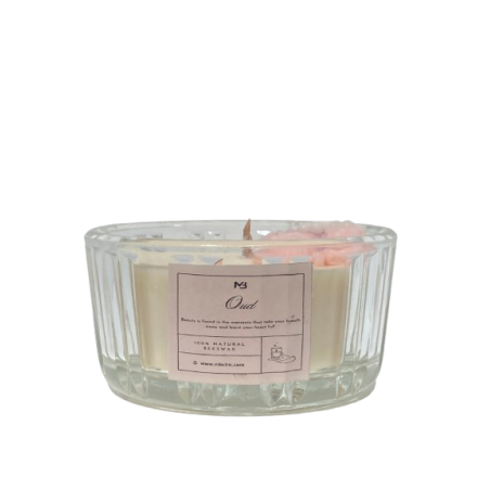 Bougie Parfumée au Oud - Pot en Verre Strié 355g