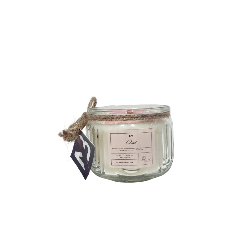 Bougie Parfumée au Oud - Pot en Verre Texturé  150G