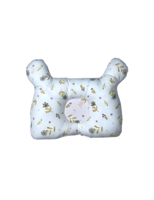 Coussin Bébé Anti-Tête Plate – Design Ours avec Motif Fleuri – Rose
