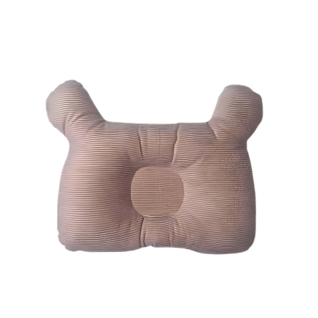 Coussin Bébé Anti-Tête Plate – Design Ours avec Motif Fleuri – Rose