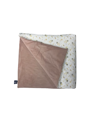 Couette Bébé 120x80 cm – Double Face Coton Fleuri & Velours Rose Poudré