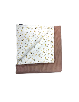 Couette Bébé 120x80 cm – Double Face Coton Fleuri & Velours Rose Poudré