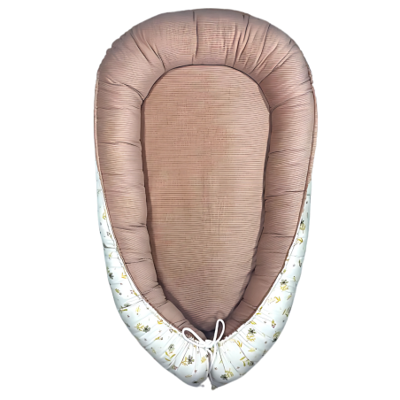 Cocon Bébé 110x73 cm – Nid Douillet en Coton Fleuri & Velours Rose Poudré