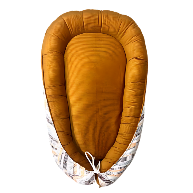 Cocon Bébé 110x73 cm – Nid Réversible Velours Camel & Coton Motif Géométrique Doux Cocon Bébé 110x73 cm – Nid Réversible Velours Camel & Coton Motif Géométrique Doux