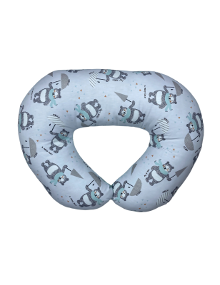 Coussin d’Allaitement pour Maman Bébé – 70cm x 60cm | 100% Coton – Motif Oursons & Uni Vert d’Eau
