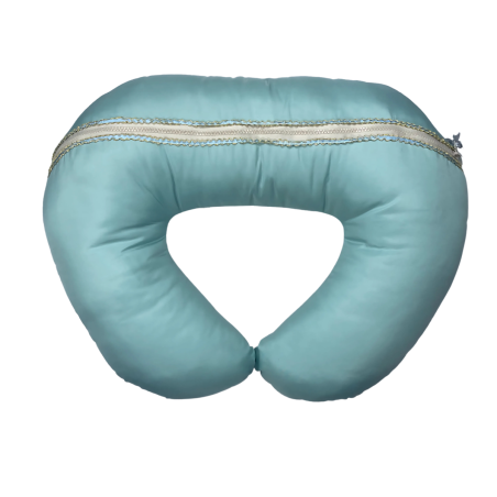 Coussin d’Allaitement pour Maman Bébé – 70cm x 60cm | 100% Coton – Motif Oursons & Uni Vert d’Eau