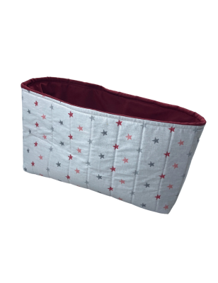 Panier de Rangement Bébé – 100% Coton  – Motif Étoiles & Intérieur Bordeaux