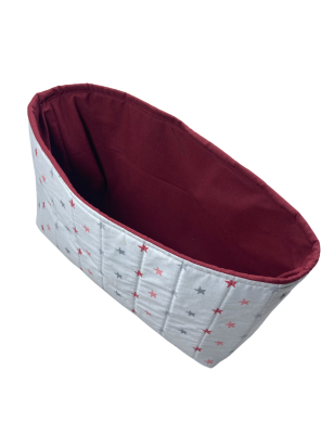 Panier de Rangement Bébé – 100% Coton  – Motif Étoiles & Intérieur Bordeaux