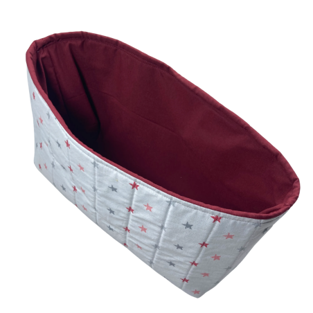 Panier de Rangement Bébé – 100% Coton  – Motif Étoiles & Intérieur Bordeaux
