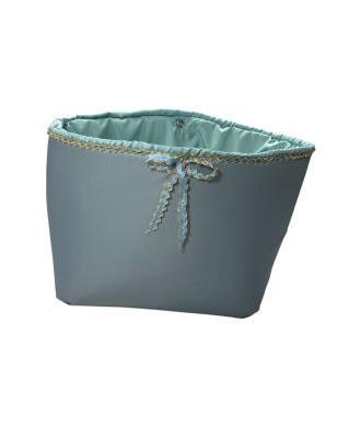 Panier de Rangement Bébé – Extérieur Imperméable & Intérieur Coton Doux – Bleu Ruban Doré