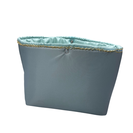 Panier de Rangement Bébé – Extérieur Imperméable & Intérieur Coton Doux – Bleu Ruban Doré