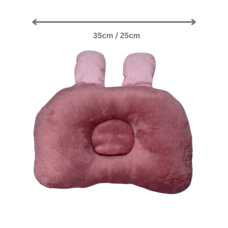 Coussin Anti-Tête Bébé – Coton & Polaire –35cm x 25cm| Design Oreilles Lapin