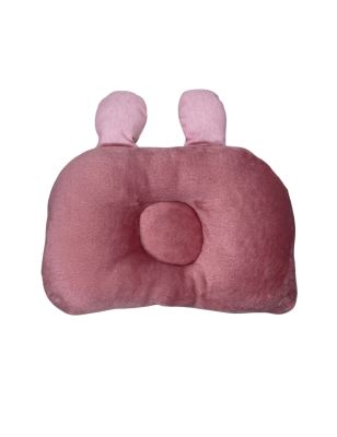 Coussin Anti-Tête Bébé – Coton & Polaire – 35cm x 25cm|Design Étoiles & Uni Rose