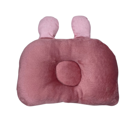 Coussin Anti-Tête Bébé – Coton & Polaire – 35cm x 25cm|Design Étoiles & Uni Rose