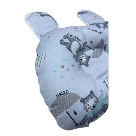 Coussin Anti-Tête Bébé – 100% Coton – Motif Oursons – 35 x 25 cm