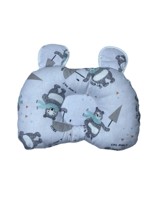 Coussin Anti-Tête Bébé – 100% Coton – Motif Oursons – 35 x 25 cm