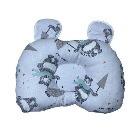 Coussin Anti-Tête Bébé – 100% Coton – Motif Oursons – 35 x 25 cm