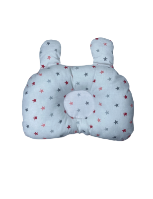 Coussin Anti-Tête Bébé – 100% Coton – Motif Étoiles & Rose Uni – 35 x 25 cm