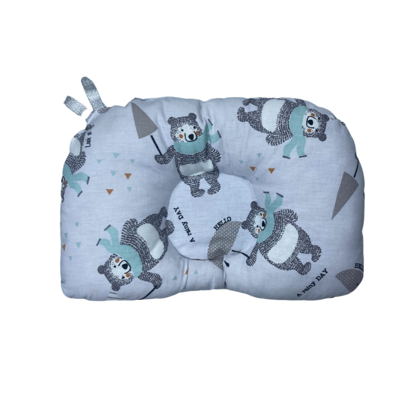 Coussin Anti-Tête Bébé – 100% Coton – 35 x 25 cm – Motif Oursons & Uni Vert Coussin Anti-Tête Bébé – 100% Coton – 35 x 25 cm – Motif Oursons & Uni Vert