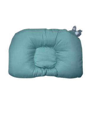 Coussin Anti-Tête Bébé – 100% Coton – 35 x 25 cm – Motif Oursons & Uni Vert