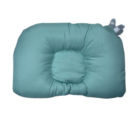 Coussin Anti-Tête Bébé – 100% Coton – 35 x 25 cm – Motif Oursons & Uni Vert