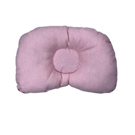 Coussin Anti-Tête Bébé – 100% Coton – Bicolore Rose et Bordeaux – 35 x 25 cm