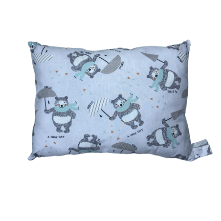 Coussin Bébé – 100% Coton – Motif Oursons & Uni Vert d’Eau |45 x 30 cm