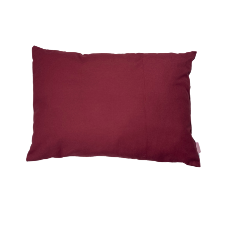 Coussin Bébé – 100% Coton – Recto Uni Rose & Verso Uni Bordeaux| 45 x 30cm