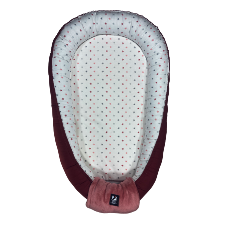 Nid Bébé Confort – 100% Coton – Bordeaux & Étoiles Douces| 110 x 73 cm