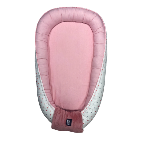 Nid Bébé – 100% Coton – Réversible Rose Poudré & Étoiles Multicolores| 110 x 73 cm