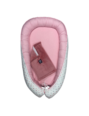Nid Bébé – 100% Coton – Réversible Rose Poudré & Étoiles Multicolores| 110 x 73 cm