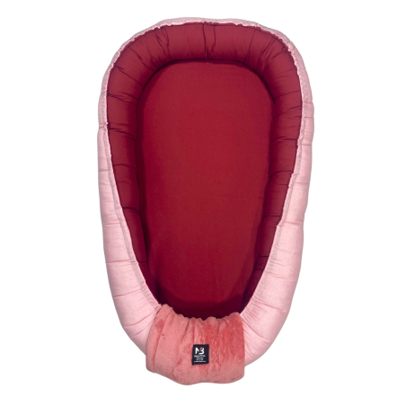 Nid Bébé Bordeaux & Rose – 100% Coton – 110 x 73 cm