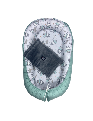 Nid Bébé – 100% Coton – Motif Oursons et Vert Pastel